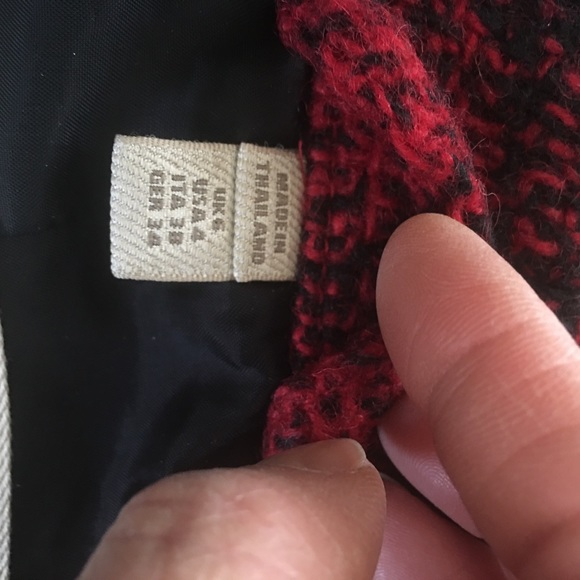 Burberry Brit Red Plaid Wool Tweed Coat US4 - Picture 9 of 14